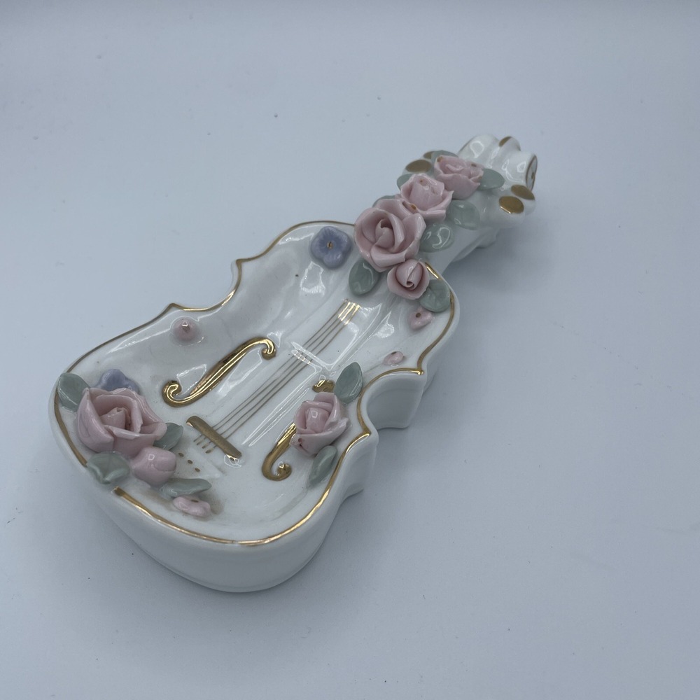 Lefton Porcelain Cello Violin Wall Hanger Or Jewelry Dish From Japan